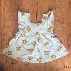 Zara 5T Light Blue top with Yellow Dog Print